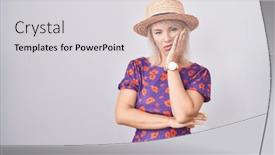  Presentation with summer flowers - Slide set enhanced with young-caucasian-woman-wearing-flowers background and a  colored foreground