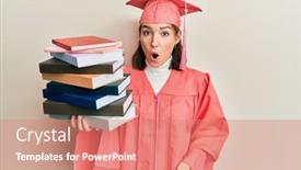  Presentation with graduation - Slide set having young-caucasian-woman-wearing-graduation background and a coral colored foreground