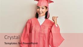  Presentation with graduation - Slides having young-caucasian-woman-wearing-graduation background and a coral colored foreground
