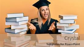  Presentation with acceptance - Beautiful slides featuring young-caucasian-woman-wearing-graduation backdrop and a coral colored foreground
