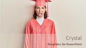 Presentation with ceremony - Beautiful PPT layouts featuring young-caucasian-woman-wearing-graduation backdrop and a lemonade colored foreground