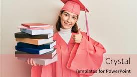  Presentation with ceremony - Presentation featuring young-caucasian-woman-wearing-graduation background and a coral colored foreground