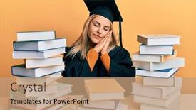  Presentation with graduation - Cool new presentation with young-caucasian-woman-wearing-graduation backdrop and a coral colored foreground