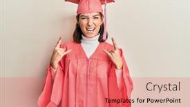  Presentation with rock star - Slides enhanced with young-caucasian-woman-wearing-graduation background and a coral colored foreground