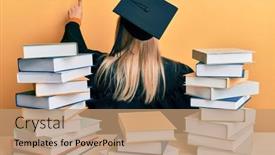  Presentation with graduation - Theme with young-caucasian-woman-wearing-graduation background and a coral colored foreground