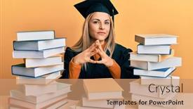  Presentation with ceremony - Beautiful slide deck featuring young-caucasian-woman-wearing-graduation backdrop and a coral colored foreground