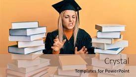  Presentation with graduation - Presentation enhanced with young-caucasian-woman-wearing-graduation background and a coral colored foreground