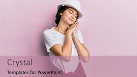  Presentation with closed - Beautiful presentation featuring young-caucasian-woman-wearing-hardhat backdrop and a coral colored foreground