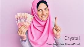  Presentation with islamic - Audience pleasing PPT theme consisting of young-caucasian-woman-wearing-islamic backdrop and a lavender colored foreground