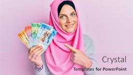  Presentation with islamic - Slides featuring young-caucasian-woman-wearing-islamic background and a lemonade colored foreground