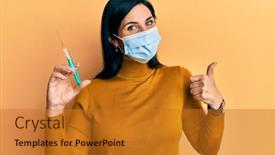  Presentation with medical sign - PPT layouts featuring young-caucasian-woman-wearing-medical background and a gold colored foreground