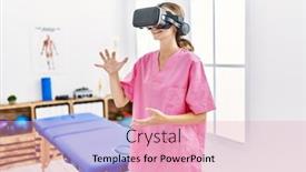  Presentation with physiotherapy - Presentation theme having young-caucasian-woman-wearing-physiotherapist background and a lemonade colored foreground