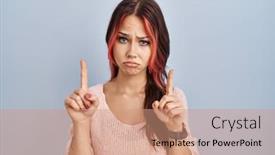  Presentation with unhappy - Theme consisting of young-caucasian-woman-wearing-pink background and a coral colored foreground