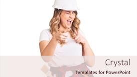  Presentation with security camera - Presentation with young-caucasian-woman-wearing-security background and a sky blue colored foreground