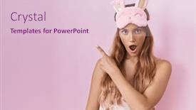  Presentation with pajama - PPT theme enhanced with young-caucasian-woman-wearing-sleep background and a lemonade colored foreground