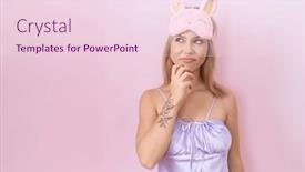  Presentation with pajama - PPT theme having young-caucasian-woman-wearing-sleep background and a  colored foreground