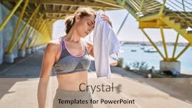  Presentation with sportswear - Slide set featuring young-caucasian-woman-wearing-sportswear background and a  colored foreground