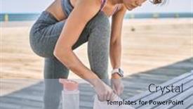  Presentation with sportswear - PPT theme having young-caucasian-woman-wearing-sportswear background and a  colored foreground