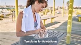 Presentation with sportswear - PPT layouts with young-caucasian-woman-wearing-sportswear background and a gray colored foreground