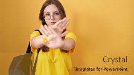  Presentation with student - PPT theme having young-caucasian-woman-wearing-student background and a  colored foreground