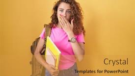  Presentation with holding hands - Slide set featuring young-caucasian-woman-wearing-student background and a  colored foreground