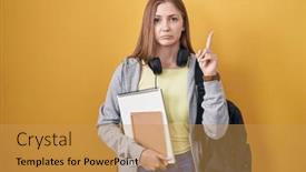  Presentation with sad woman - PPT layouts enhanced with young-caucasian-woman-wearing-student background and a  colored foreground