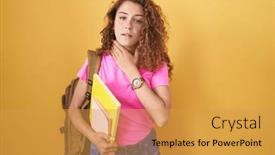 Presentation with sore throat - PPT layouts featuring young-caucasian-woman-wearing-student background and a gold colored foreground