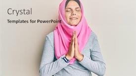  Presentation with islamic - PPT layouts consisting of young-caucasian-woman-wearing-traditional background and a lemonade colored foreground