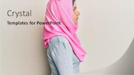  Presentation with islamic - Slide deck with young-caucasian-woman-wearing-traditional background and a lemonade colored foreground