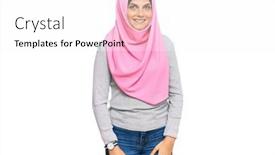  Presentation with islamic - Audience pleasing slide deck consisting of young-caucasian-woman-wearing-traditional backdrop and a white colored foreground