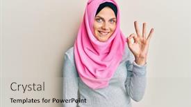  Presentation with islamic - PPT theme enhanced with young-caucasian-woman-wearing-traditional background and a light gray colored foreground