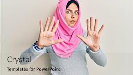  Presentation with islamic - Theme consisting of young-caucasian-woman-wearing-traditional background and a light gray colored foreground