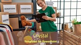  Presentation with charity - Presentation enhanced with young-caucasian-woman-wearing-volunteer background and a tawny brown colored foreground