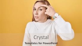  Presentation with acne woman - Presentation theme consisting of young-caucasian-woman-wearing-white background and a coral colored foreground