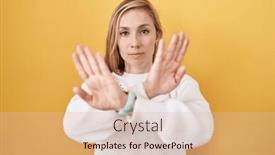  Presentation with negative - Slide set featuring young-caucasian-woman-wearing-white background and a lemonade colored foreground