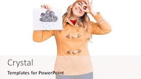  Presentation with winter - Presentation design enhanced with young-caucasian-woman-wearing-winter background and a sky blue colored foreground