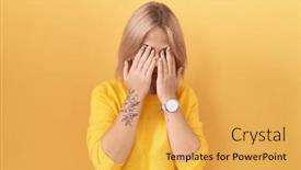  Presentation with vision - Presentation theme with young-caucasian-woman-wearing-yellow background and a yellow colored foreground