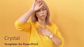  Presentation with fever - Theme featuring young-caucasian-woman-wearing-yellow background and a yellow colored foreground