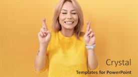  Presentation with yellow - Presentation theme consisting of young-caucasian-woman-wearing-yellow background and a yellow colored foreground