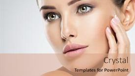  Presentation with skin care - Audience pleasing slides consisting of young-caucasian-woman-with-beautiful backdrop and a coral colored foreground