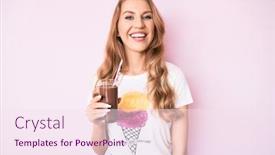  Presentation with milkshake - Theme featuring young-caucasian-woman-with-blond background and a pink colored foreground