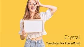  Presentation with hair - PPT theme with young-caucasian-woman-with-blond background and a yellow colored foreground