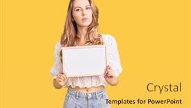  Presentation with hair - Slides featuring young-caucasian-woman-with-blond background and a yellow colored foreground