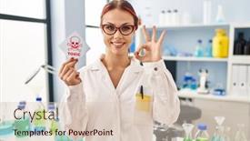  Presentation with working woman - PPT theme having young-caucasian-woman-working background and a lemonade colored foreground