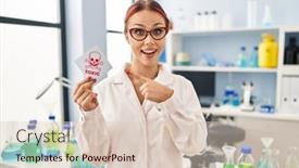  Presentation with toxic - Presentation design enhanced with young-caucasian-woman-working background and a lemonade colored foreground