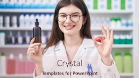  Presentation with serum - PPT theme featuring young-caucasian-woman-working background and a lemonade colored foreground