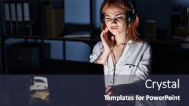  Presentation with dental office - Presentation theme having young-caucasian-woman-working background and a tawny brown colored foreground