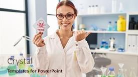  Presentation with toxic - PPT theme with young-caucasian-woman-working background and a lemonade colored foreground