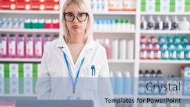  Presentation with woman crying - Presentation featuring young-caucasian-woman-working background and a light blue colored foreground