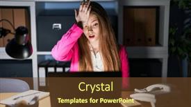  Presentation with memory - Presentation design enhanced with young-caucasian-woman-working background and a tawny brown colored foreground